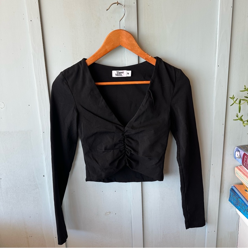 Tiger Mist Sian Top Elegant Black Long Sleeve Women's Top Size Med - Picture 4 of 8